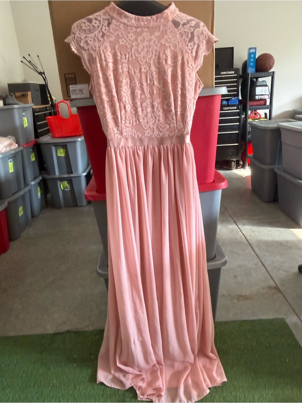 Blush Pink Lace Bodice Maxi Dress 105